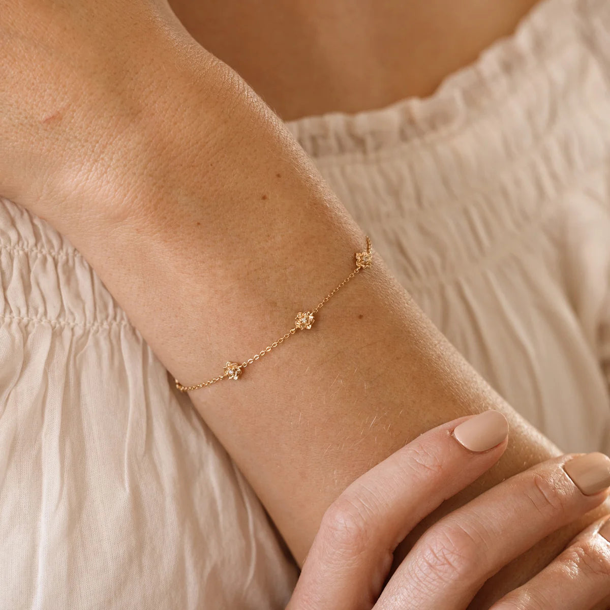 July CZ Birth Flower Station Bracelet