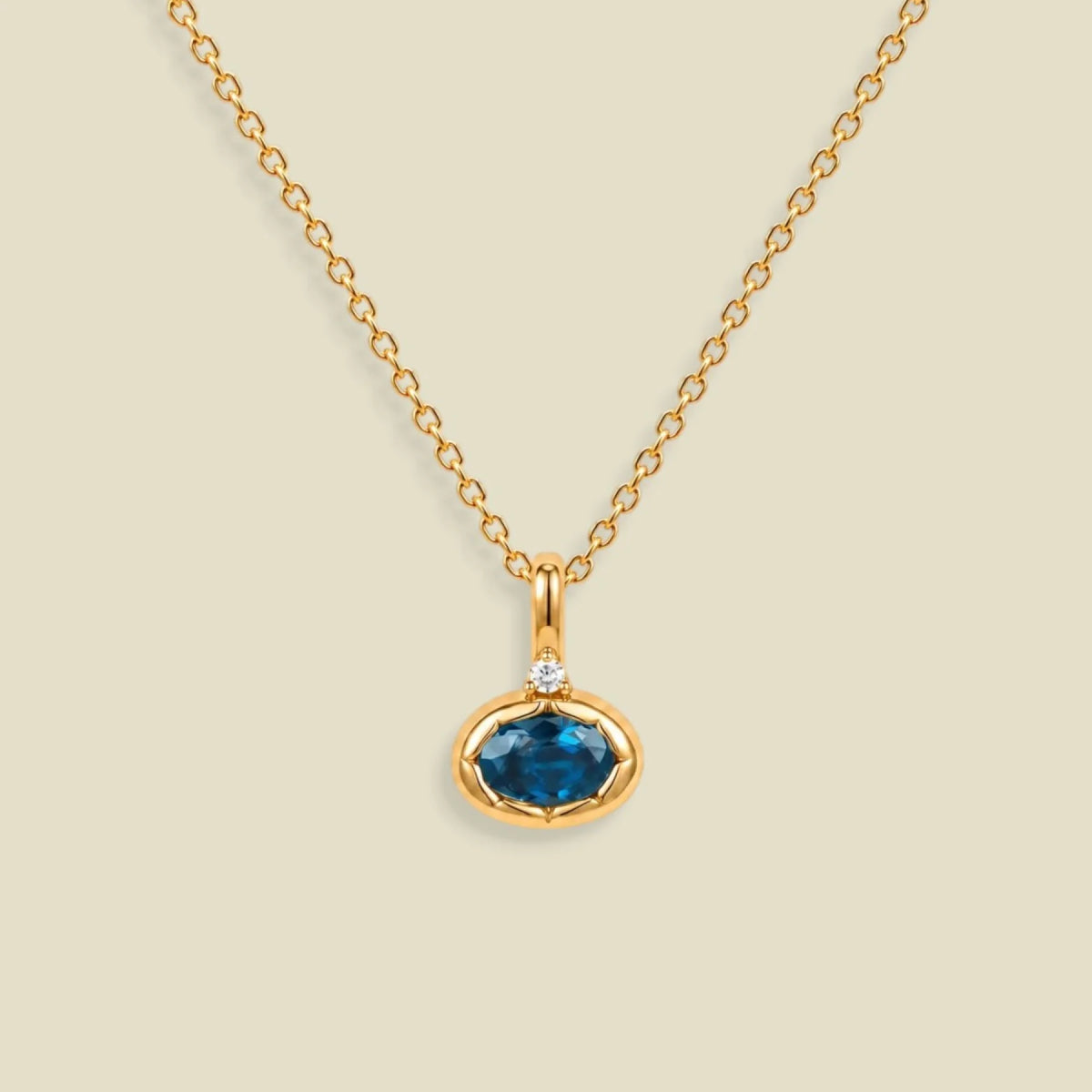 September Oval Birthstone Charm Necklace