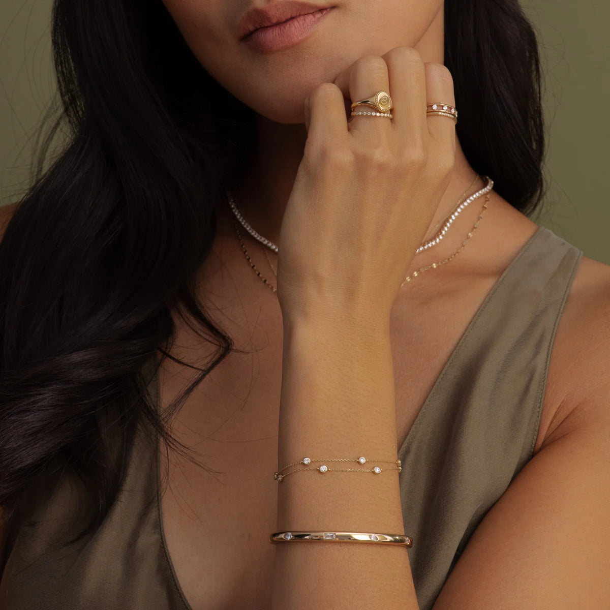 10k Diamond Station Bracelet