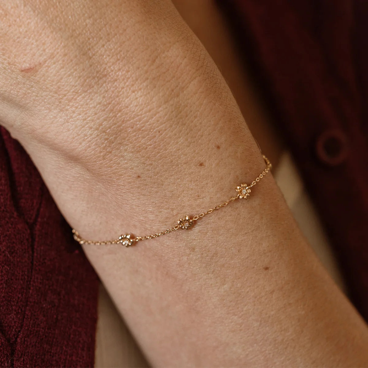 March CZ Birth Flower Station Bracelet