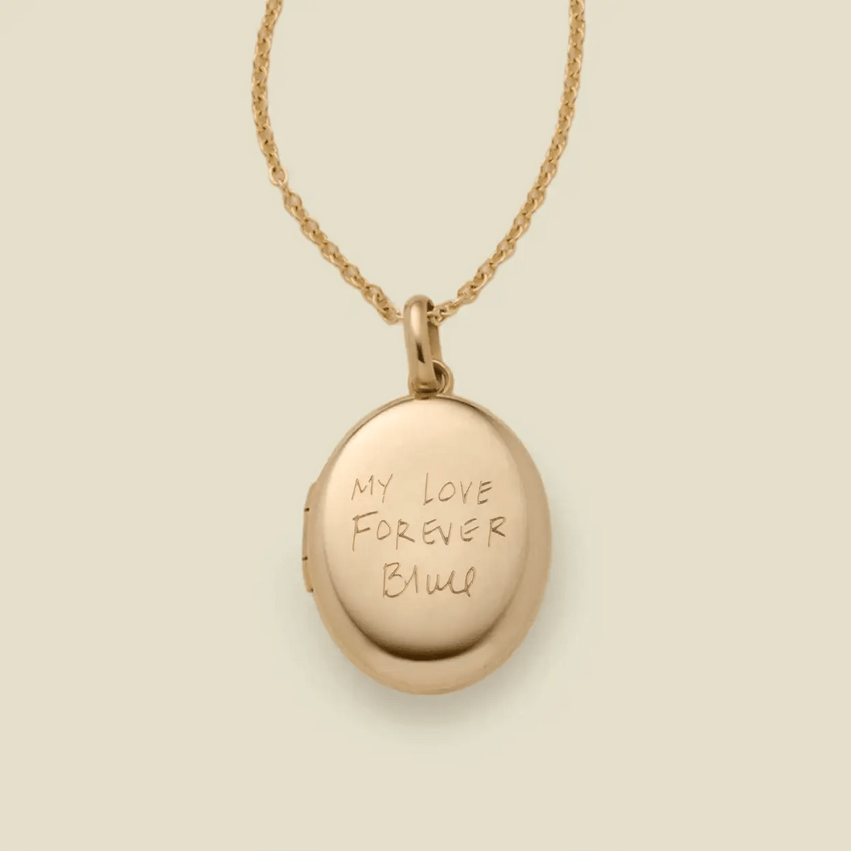 Engraved Handwriting Mini Locket Necklace