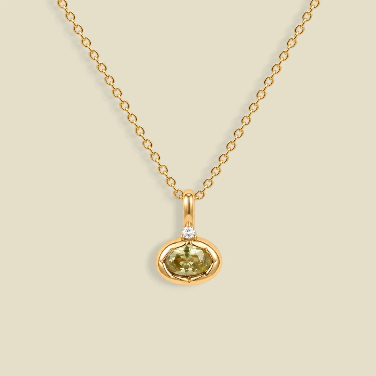 August Oval Birthstone Charm Necklace