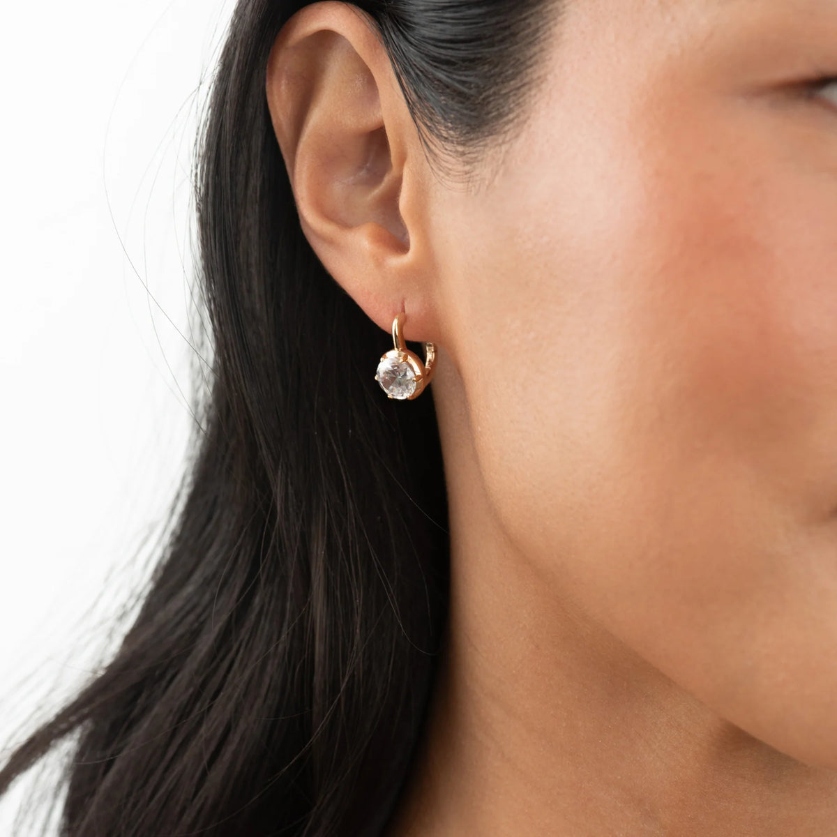 CZ Round Drop Earrings