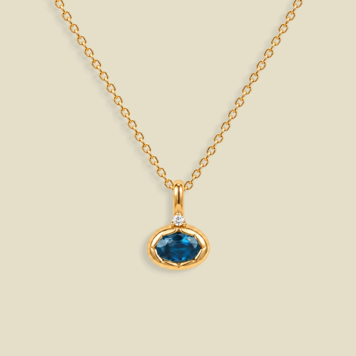 December Oval Birthstone Charm Necklace