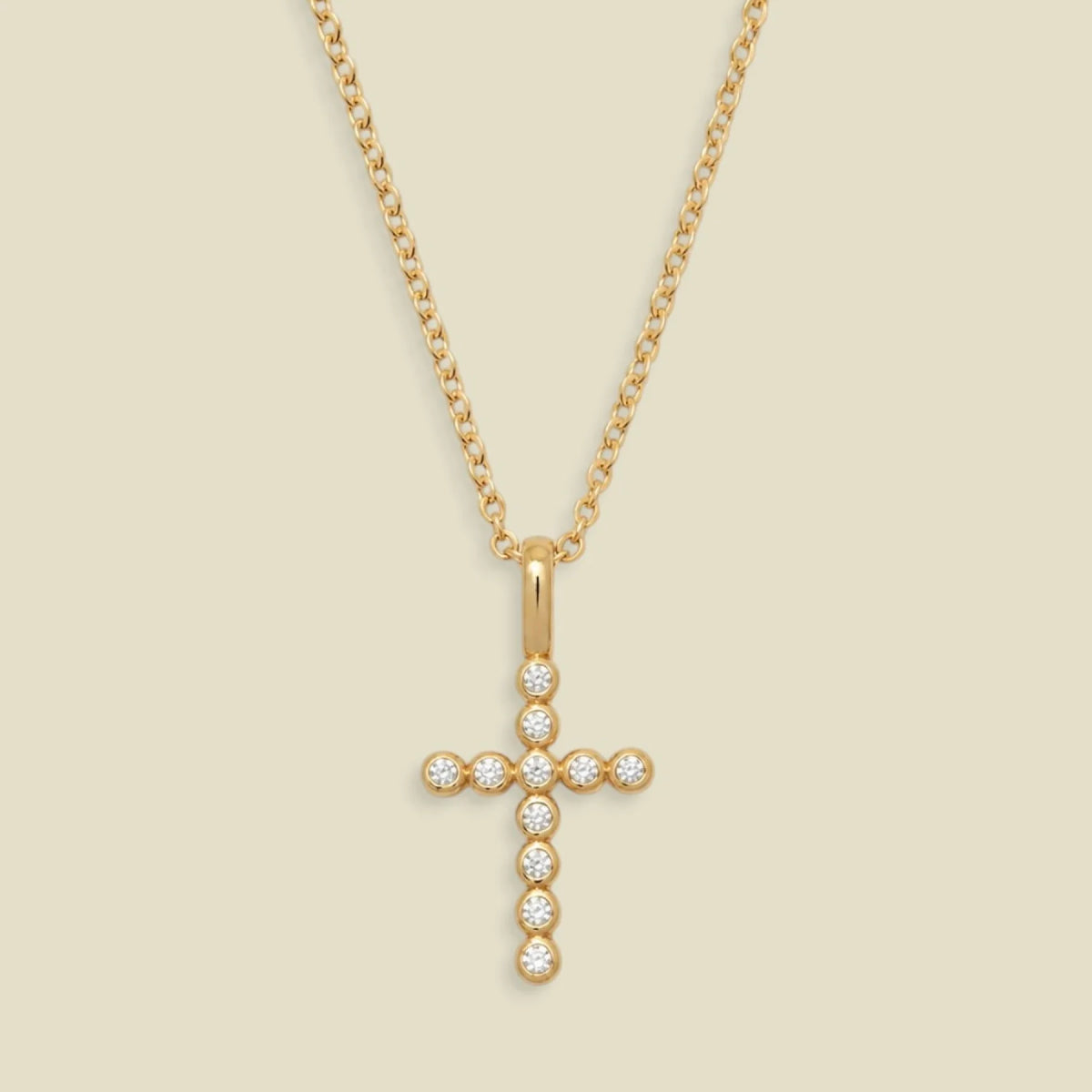 CZ Poppy Cross Charm Necklace