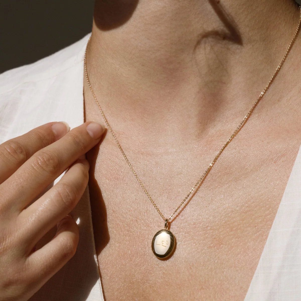 Engraved Handwriting Mini Locket Necklace