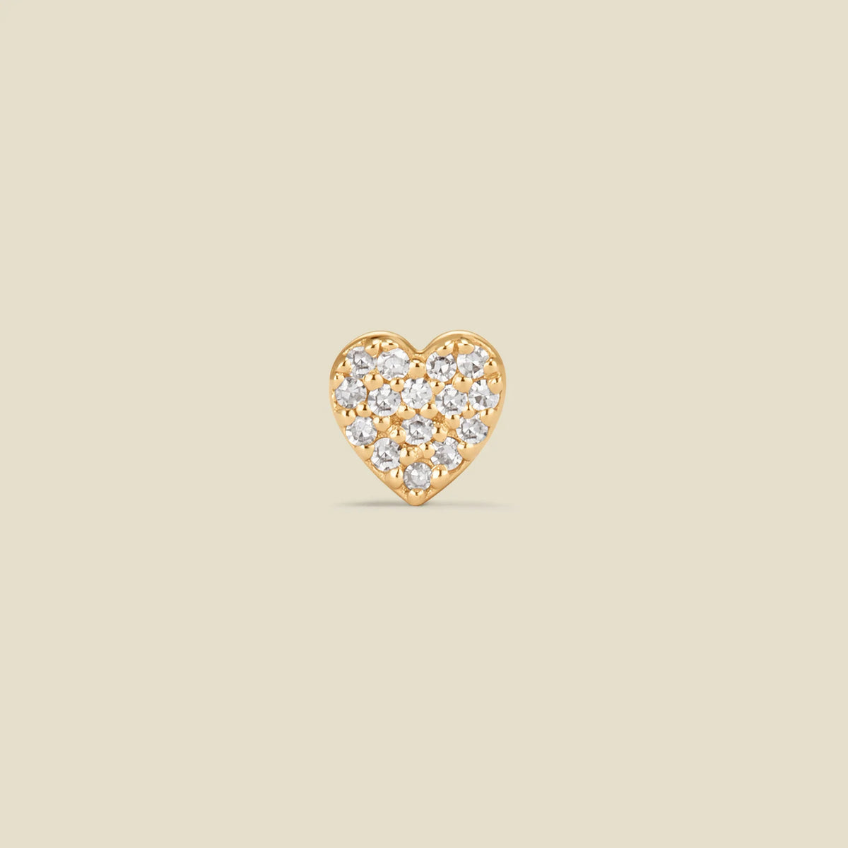 14k Diamond Heart Stud Earring (Flat Back) - Single