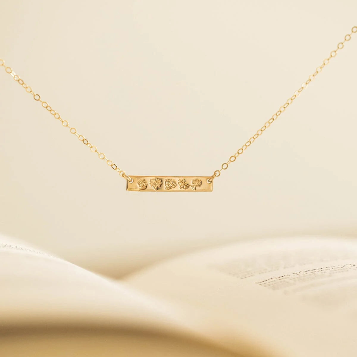Birth Flower Bar Necklace