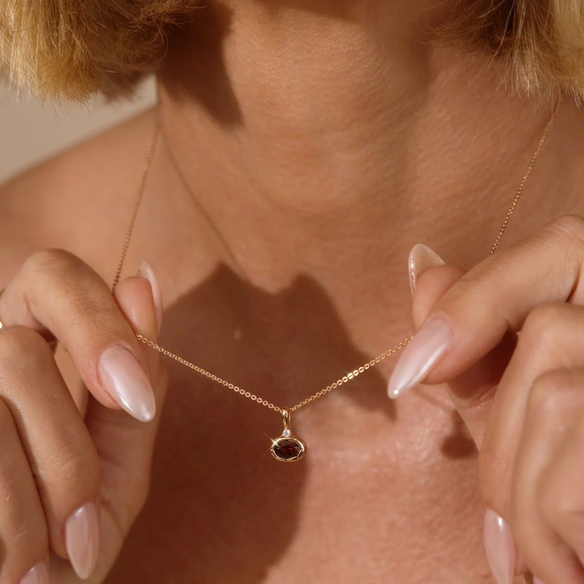 January Oval Birthstone Charm Necklace