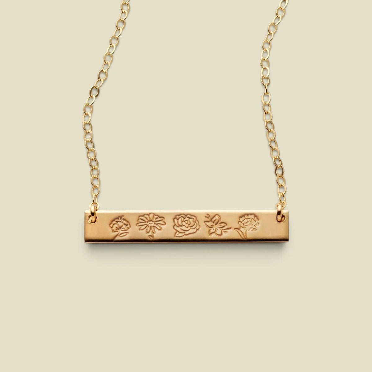 Birth Flower Bar Necklace