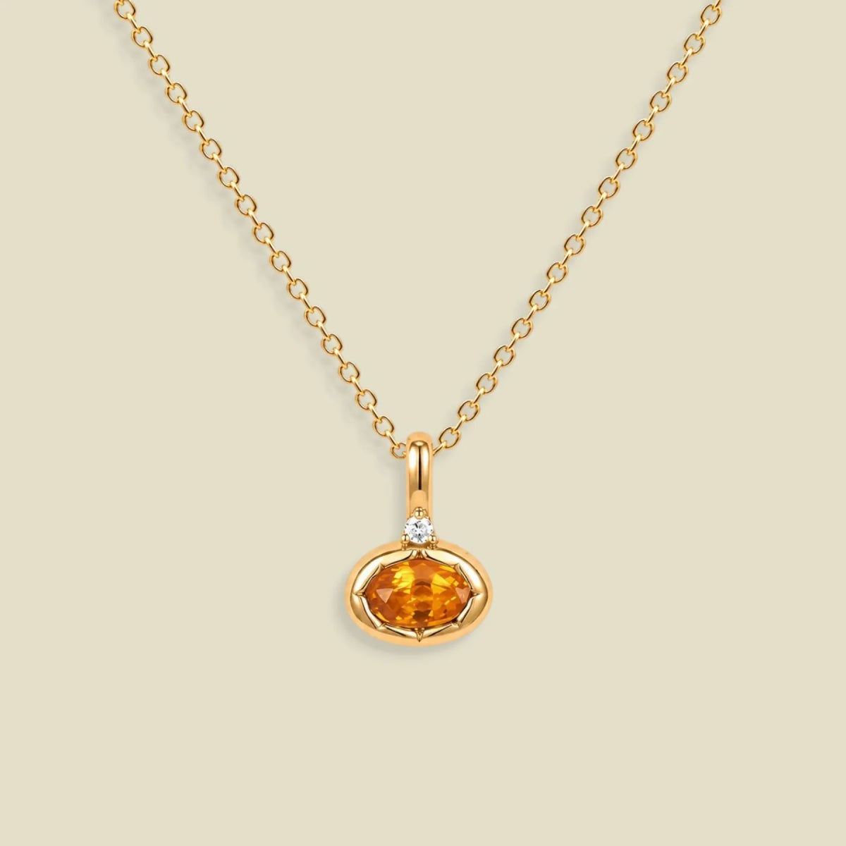 November Oval Birthstone Charm Necklace