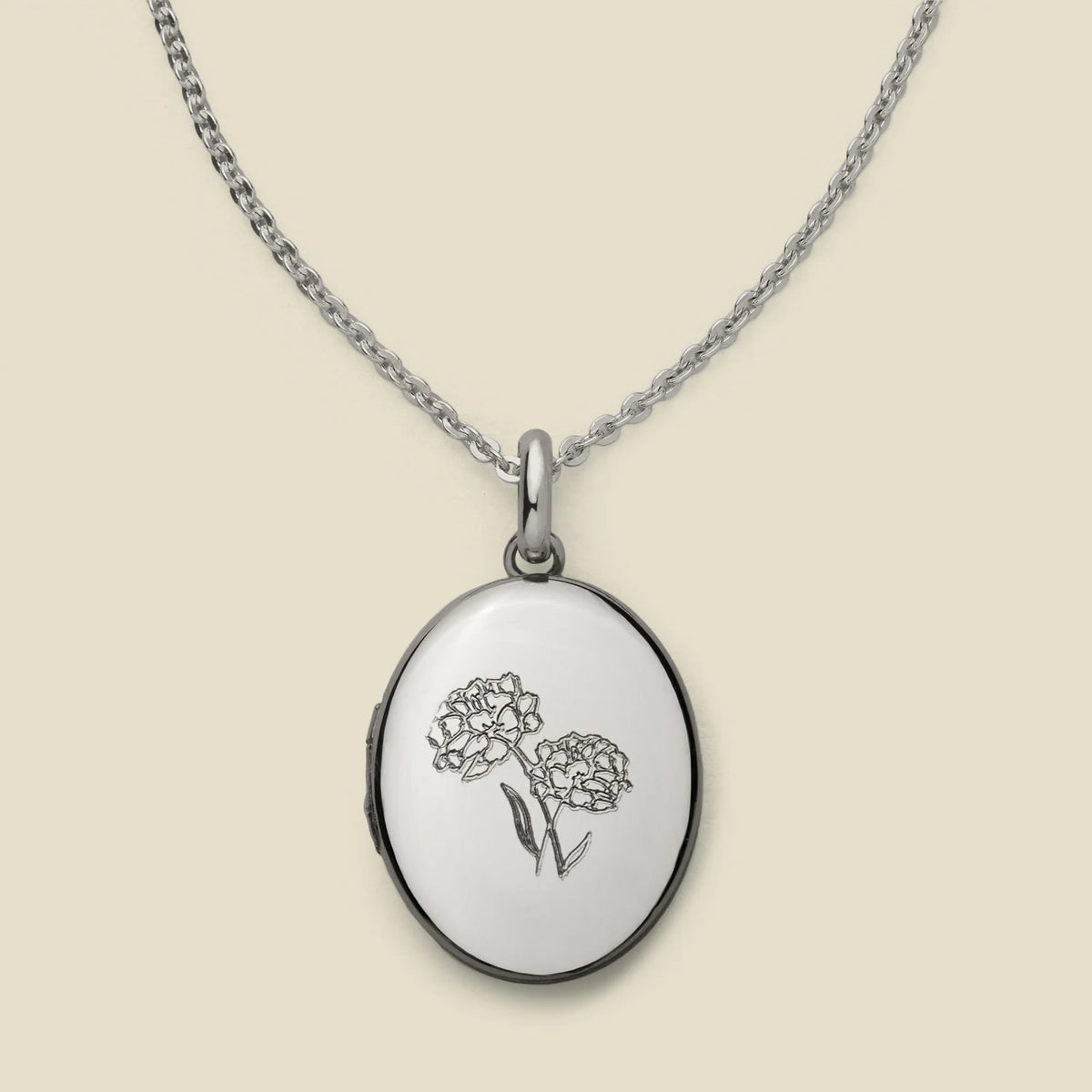 Engravable Birth Flower Mini Locket Necklace