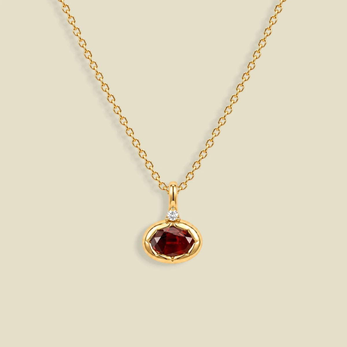 January Oval Birthstone Charm Necklace