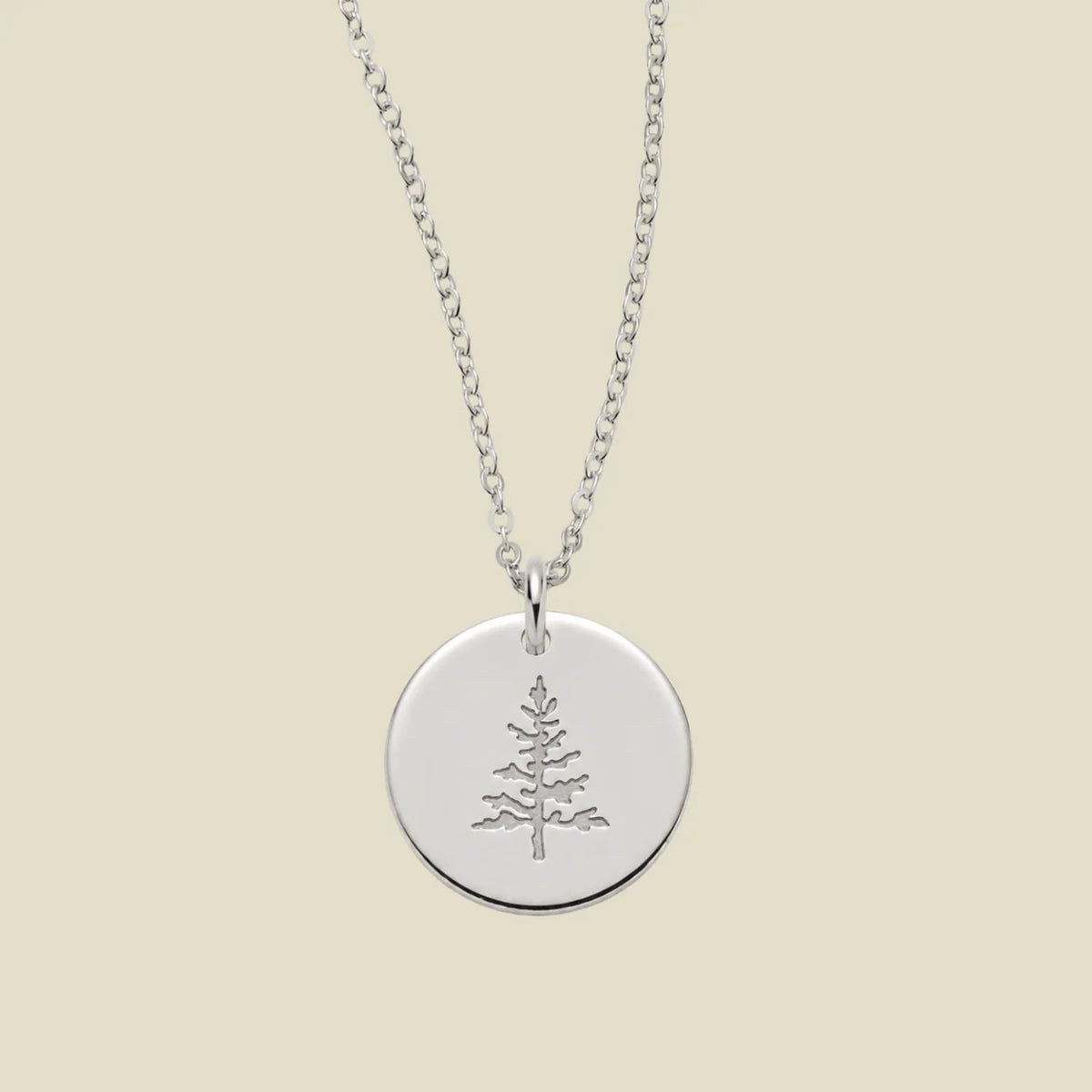 Pine Tree Disc Necklace
