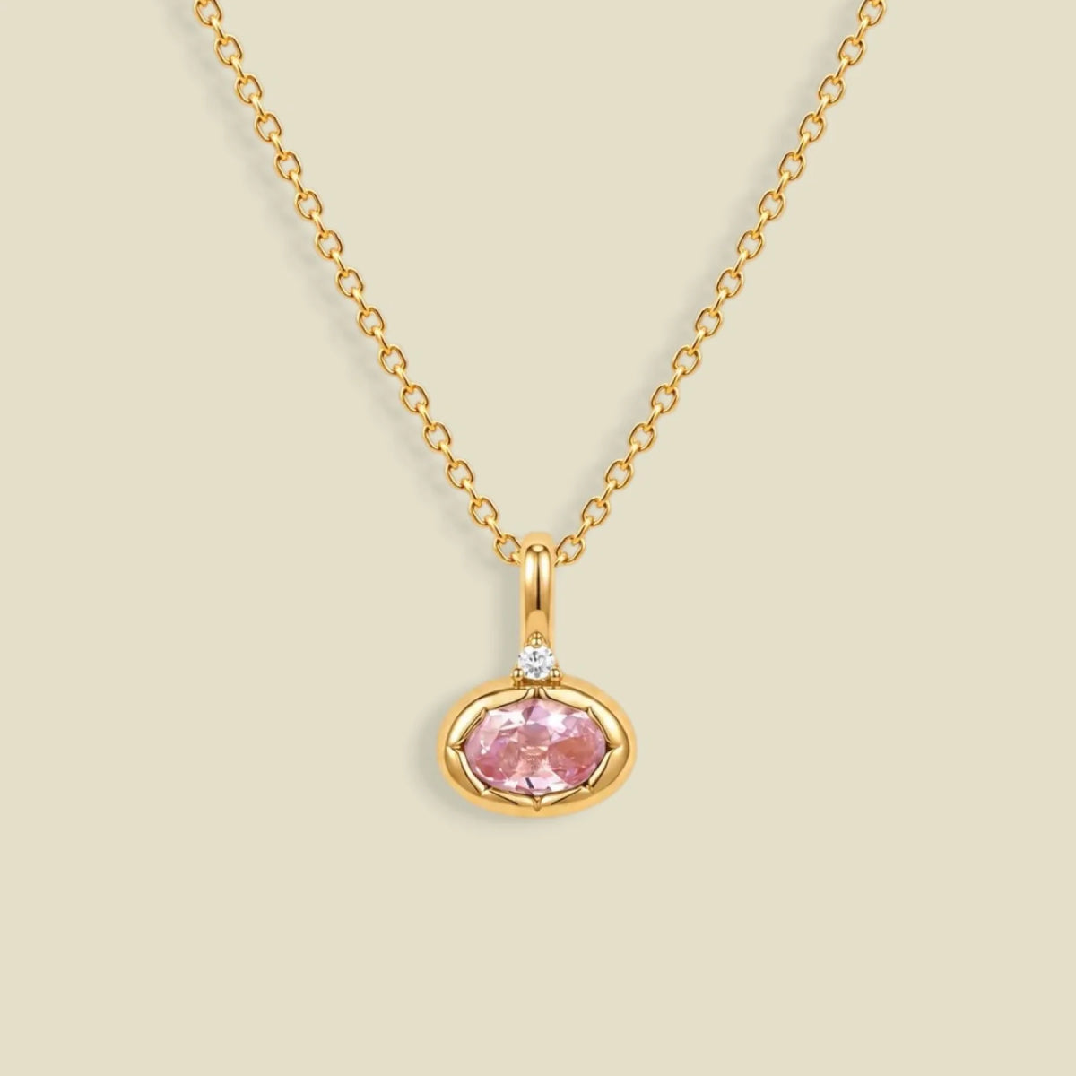October Oval Birthstone Charm Necklace